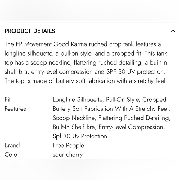 NWOT Free People Good Karma Ruched Crop Tank - Sour Cherry - Picture 9 of 9